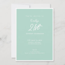 Elegant Eenvoudig Modern Mint 21e Verjaardagsfeest