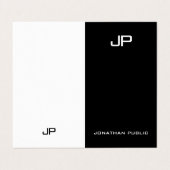 Elegant eenvoudig modern monogram zwart-wit visitekaartje (Buitenkant ongevouwen)