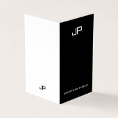 Elegant eenvoudig modern monogram zwart-wit visitekaartje (Buitenkant)