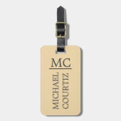 Elegant eenvoudig modern Monogrammed personalisere Bagagelabel (Voorkant verticaal)