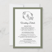 Elegant Eenvoudig Modern Mos Groen Bruiloft Detail Kaart (Voorkant)