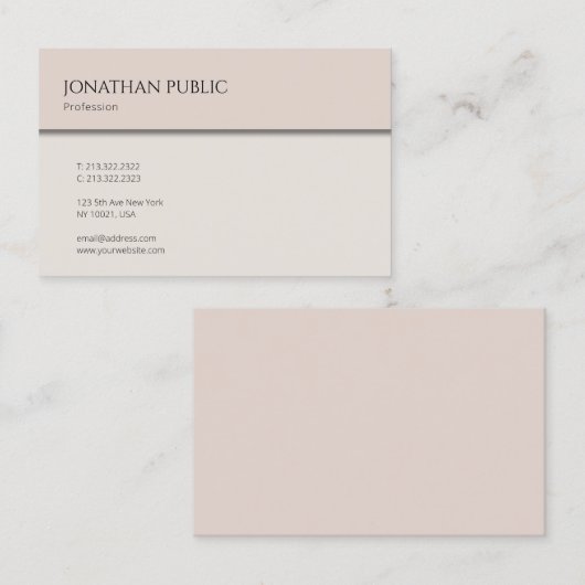 Elegant Eenvoudig Modern Ontwerp Trendy Plain Cool Visitekaartje (Voorkant / Achterkant)