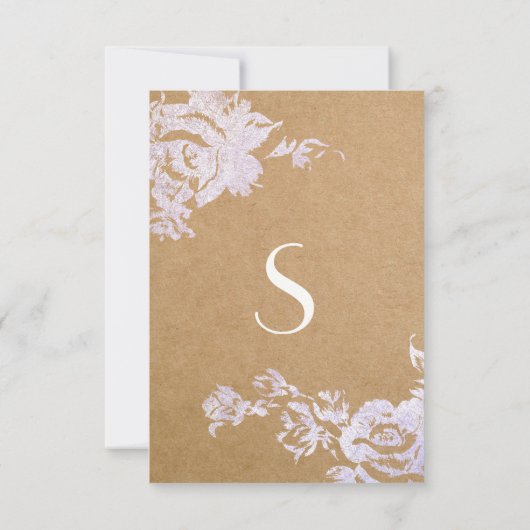 Elegant Eenvoudig Modern Roos Bloemen Faux Zilver Kaart (Achterkant)