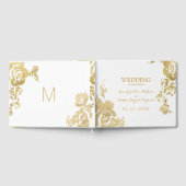 Elegant Eenvoudig Modern Roos Bloemen Goud Bruilof Gastenboek (Volledig)