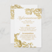 Elegant Eenvoudig Modern Roos Bloemen Goud Bruilof Informatiekaartje (Voorkant / Achterkant)