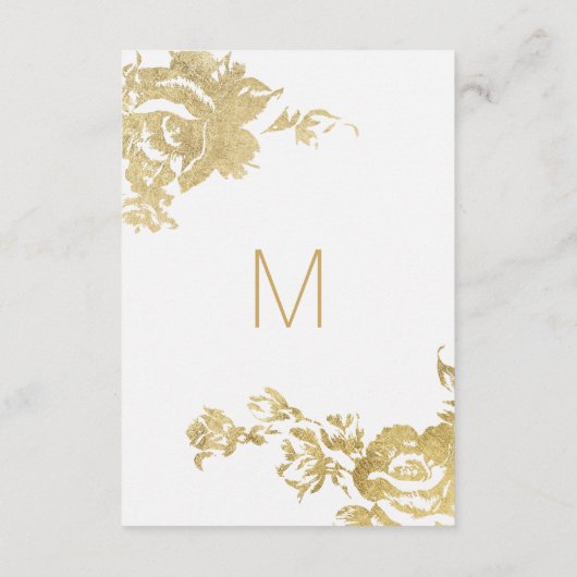 Elegant Eenvoudig Modern Roos Bloemen Goud Bruilof Informatiekaartje (Achterkant)