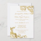 Elegant Eenvoudig Modern Roos Bloemen Goud Bruilof Kaart (Voorkant)