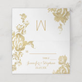 Elegant Eenvoudig Modern Roos Bloemen Goud Bruilof Plaatskaartje (Buitenkant ongevouwen)