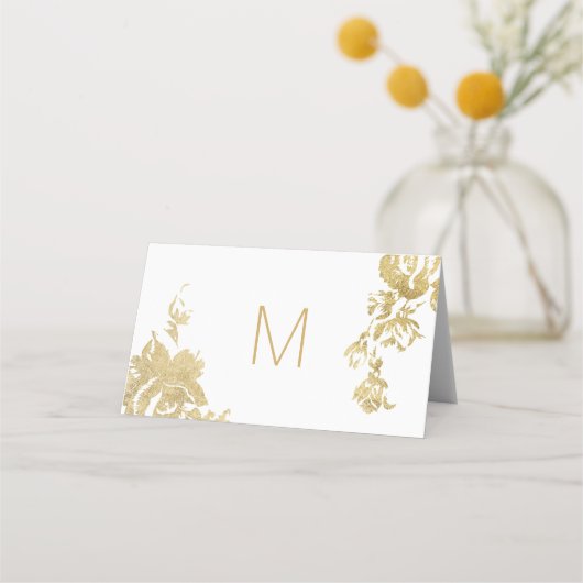 Elegant Eenvoudig Modern Roos Bloemen Goud Bruilof Plaatskaartje (Achterkant)