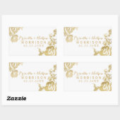 Elegant Eenvoudig Modern Roos Bloemen Goud Bruilof Rechthoekige Sticker (Vel)