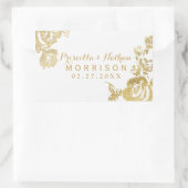 Elegant Eenvoudig Modern Roos Bloemen Goud Bruilof Rechthoekige Sticker (Tas)