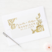 Elegant Eenvoudig Modern Roos Bloemen Goud Bruilof Rechthoekige Sticker (Envelop)