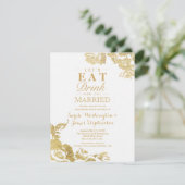 Elegant Eenvoudig Modern Roos Bloemen Goud Verlovi Kaart (Staand voorkant)