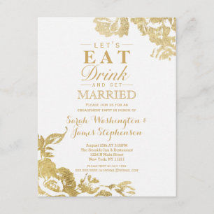 Elegant Eenvoudig Modern Roos Bloemen Goud Verlovi Kaart