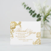 Elegant eenvoudig Modern Roos Bloemengoud Dank u Briefkaart (Staand voorkant)