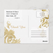 Elegant eenvoudig Modern Roos Bloemengoud Dank u Briefkaart (Achterkant)