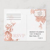 Elegant Eenvoudig Modern Roos Goud Bloemen Faux Pr Uitnodiging Briefkaart (Achterkant)