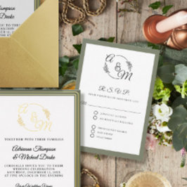 Elegant Eenvoudig Modern Sage Groen Formele Bruilo RSVP Kaartje
