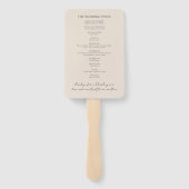 Elegant eenvoudig modern script bruiloft programma handwaaier (Achterkant)