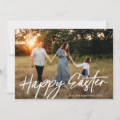Elegant Eenvoudig Modern Script Gelukkig Pasen Fot Kaart (Voorkant)