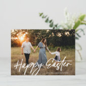 Elegant Eenvoudig Modern Script Gelukkig Pasen Fot Kaart (Staand voorkant)