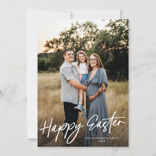 Elegant Eenvoudig Modern Script Gelukkig Pasen Fot Kaart (Voorkant)