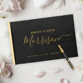 Elegant eenvoudig modern script zwart bruiloft gastenboek