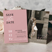 Elegant Eenvoudig Modern Stoffig Roos Foto Bruilof Save The Date