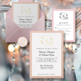 Elegant Eenvoudig Modern Stoffig Roze Gouden Folie Uitnodiging