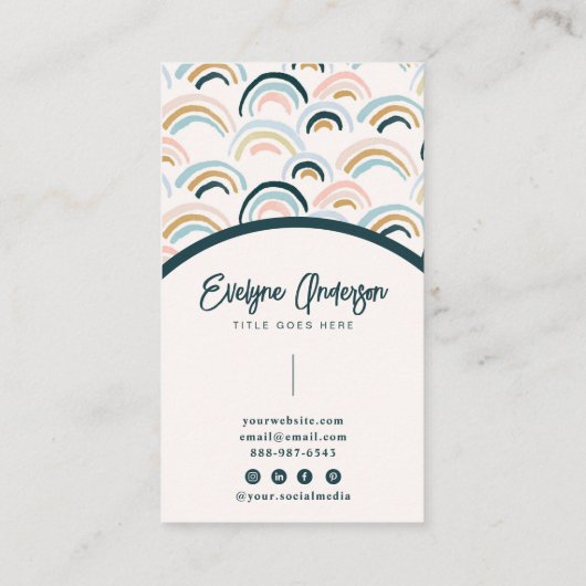 Elegant Eenvoudig Modern Waterverf Regenboog Boho  Visitekaartje (Achterkant)