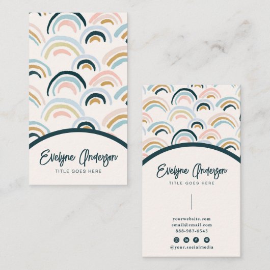 Elegant Eenvoudig Modern Waterverf Regenboog Boho  Visitekaartje (Voorkant / Achterkant)