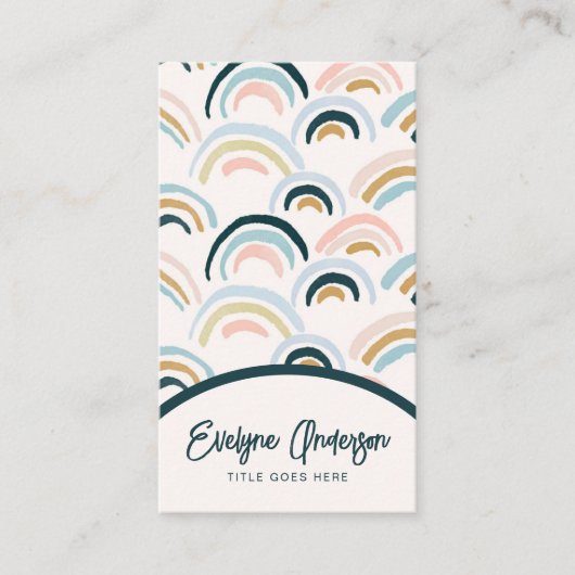 Elegant Eenvoudig Modern Waterverf Regenboog Boho  Visitekaartje (Voorkant)