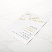 Elegant, eenvoudig, modern, wit Sweet 16 goud Folie Uitnodiging (Gedraaid)