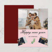 Elegant Eenvoudig Moderne nieuwe jaren Feestdagenkaart (Voorkant / Achterkant)