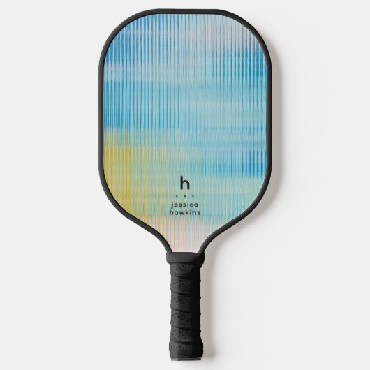 Elegant Eenvoudig Monogram Blauw glas Persoonlijk Pickleball Paddle (Voorkant)