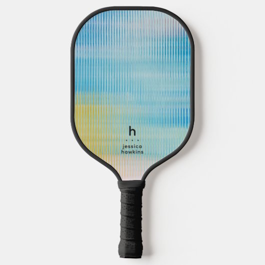Elegant Eenvoudig Monogram Blauw glas Persoonlijk Pickleball Paddle (Achterkant)