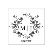 Elegant eenvoudig monogram botanische bruiloft rubberstempel (Afrduk)