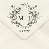 Elegant eenvoudig monogram botanische bruiloft rubberstempel