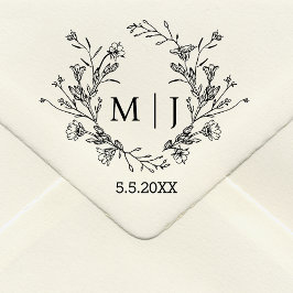 Elegant eenvoudig monogram botanische bruiloft rubberstempel