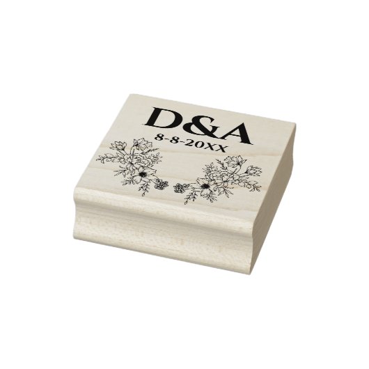 Elegant eenvoudig monogram botanische bruiloft rubberstempel (Stempel)