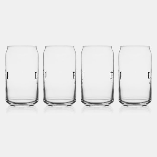 Elegant Eenvoudig Monogram Bruiloft Blikvorm Glas (Rechts)