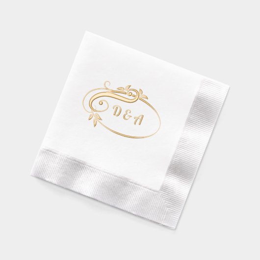 Elegant Eenvoudig Monogram Bruiloft Folie Servetten (Links)
