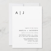 Elegant Eenvoudig Monogram Bruiloft Kaart (Voorkant)