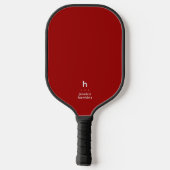 Elegant Eenvoudig Monogram Crimson Rood Persoonlij Pickleball Paddle (Achterkant)