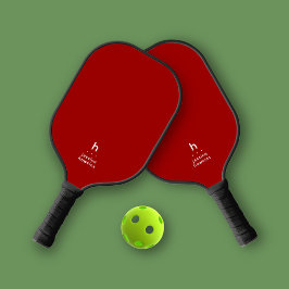 Elegant Eenvoudig Monogram Crimson Rood Persoonlij Pickleball Paddle