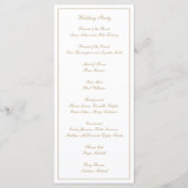 Elegant Eenvoudig Monogram Formeel Gouden Trouwfee Programmakaart (Achterkant)