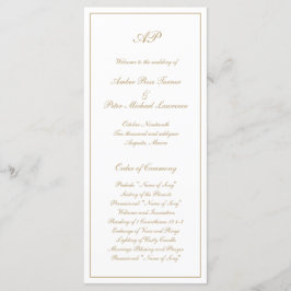 Elegant Eenvoudig Monogram Formeel Gouden Trouwfee Programmakaart