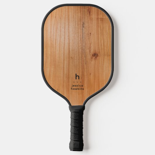 Elegant Eenvoudig Monogram Gouden Hout Persoonlijk Pickleball Paddle (Achterkant)