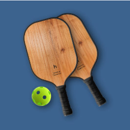 Elegant Eenvoudig Monogram Gouden Hout Persoonlijk Pickleball Paddle