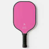 Elegant Eenvoudig Monogram Hot Pink Persoonlijk Pickleball Paddle (Voorkant)